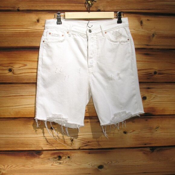 GRLFRND SAMPLE Marjan Distressed Bermuda Denim Jean Shorts - Picture 3 of 11